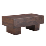 Coffee Table Solid Wood Long Rectangular Dark Walnut - Furniture Home Direct