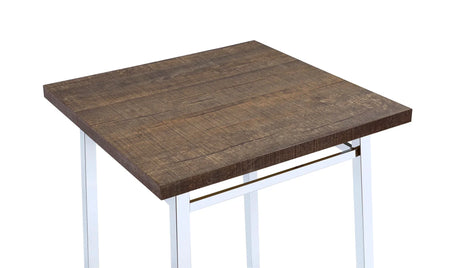 Nadia - Chrome Bar Table - Oak / White - Furniture Home Direct
