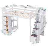 Loft Bed With Storage Drawers And Stairs With Shelves - Furniture Home Direct