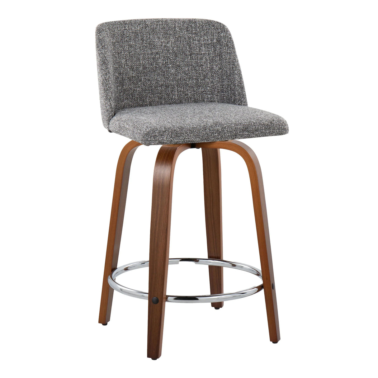 Toriano - Mid Century Modern Fixed Height Counter Stool With Swivel With Round Footrest (Set of 2) - Furniture Home Direct