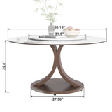 Round Dining Table With 360° Rotating Lazy Susan Scratch & Heat For Dining Room & Kitchen, Table Only - White