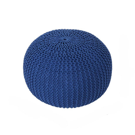 Bordeaux - Knitted Cotton Round Pouf, Versatile Ottoman And Floor Cushion - Furniture Home Direct