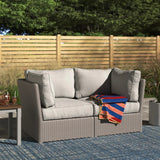 Modern Patio Wicker Loveseat With Cushions - Furniture Home Direct