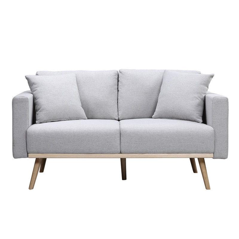 Easton - Linen Fabric Loveseat With USB Charging Ports Pockets And Pillows - Furniture Home Direct