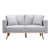 Easton - Linen Fabric Loveseat With USB Charging Ports Pockets And Pillows - Furniture Home Direct