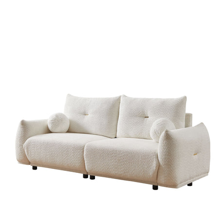 Mid-Century 2-Seater Lambswool Sofa with Two Pillows