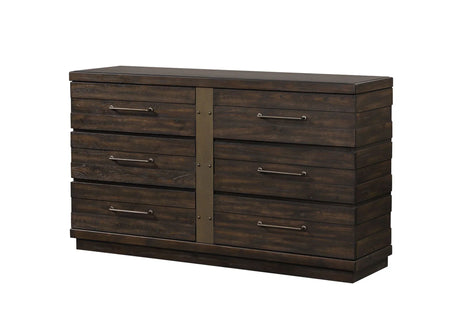 Industrial Farmhouse Designed 6 Drawer Dresser - Brown - Furniture Home Direct