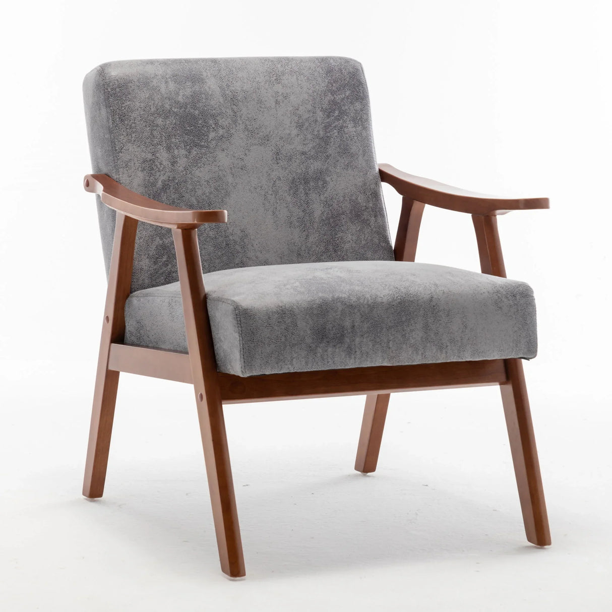 Mid Century Modern Accent Chair With Solid Wood Frame And Extra Thick Backrest - Furniture Home Direct