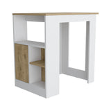 Kitchen Island Three Open Side Storage Shelves And One Push-To-Open Cabinet - White / Macadamia - Furniture Home Direct