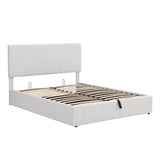 Storage Bed With Hydraulic Lift Platform, Upholstered White - Furniture Home Direct