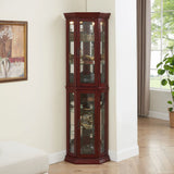 Corner Curio Cabinet With Lights, Adjustable Tempered Glass Shelves, Mirrored Back, Display Cabinet (E26 Light Bulb Not Included) - Furniture Home Direct