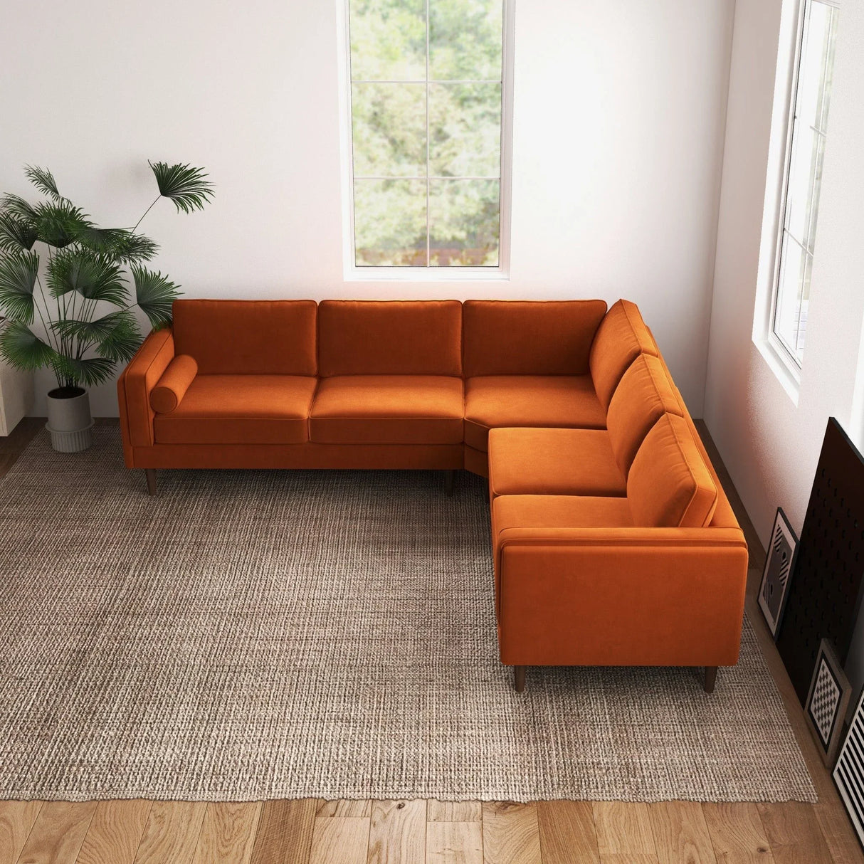 Amber - Velvet Corner Sectional Sofa - Furniture Home Direct