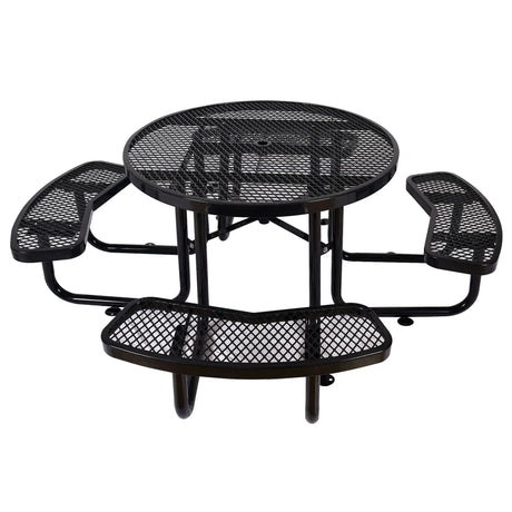 Round Outdoor Steel Picnic Table With Umbrella Pole - Furniture Home Direct