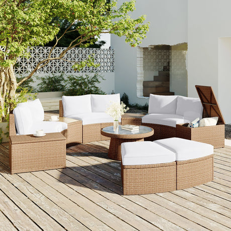 Semi-Circle Outdoor Sectional Set - Furniture Home Direct