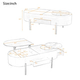 Lift Top Coffee Table With 360 Degree Marble Patterned Rotating Tray - Furniture Home Direct