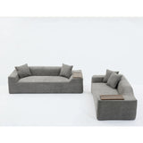 2 Piece Boucle Cloud Living Room Set with 2 Trays - Dark Gray - Furniture Home Direct