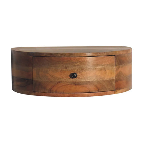 Large Wall Mounted Rounded Bedside Table - Beige - Furniture Home Direct