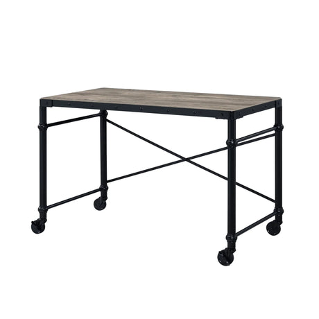 Oklarth - Rustic Writing Desk - Black / Oak - Furniture Home Direct
