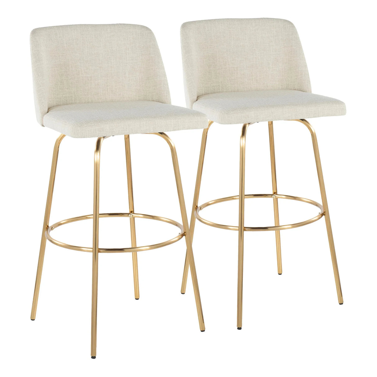 Toriano - Contemporary Fixed Height Barstool With Swivel And Round Footrest (Set of 2) - Furniture Home Direct