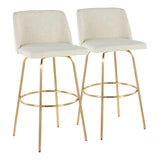 Toriano - Contemporary Fixed Height Barstool With Swivel And Round Footrest (Set of 2) - Furniture Home Direct