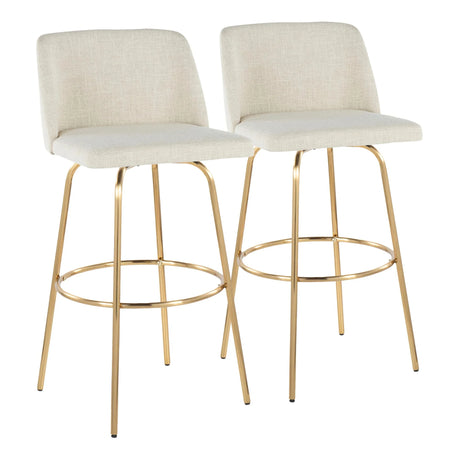 Toriano - Contemporary Fixed Height Barstool With Swivel And Round Footrest (Set of 2) - Furniture Home Direct