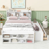 Bed With Bookcase Headboard, Under Bed Storage Drawers And Bed End Storage Case - Furniture Home Direct