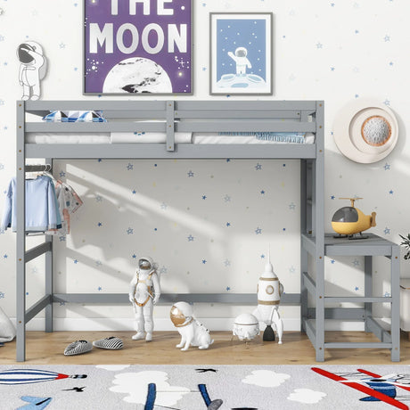 High Loft Bed With Ladder Landing Platform, Ladders, Guardrails - Furniture Home Direct