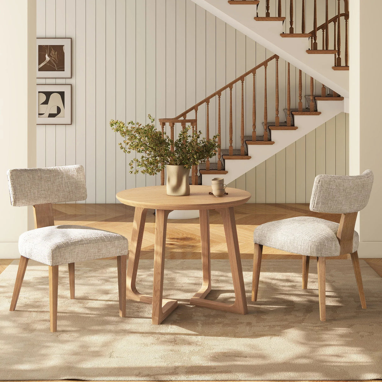Louise - Split Back Upholstered Dining Side Chair (Set of 2) - Travertine Beige - Furniture Home Direct