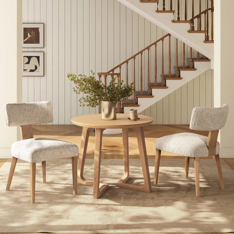 Louise - Split Back Upholstered Dining Side Chair (Set of 2) - Travertine Beige - Furniture Home Direct