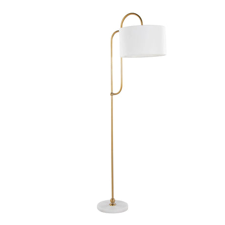 Leslie - Glam / Art Deco Floor Lamp - Gold / White - Furniture Home Direct