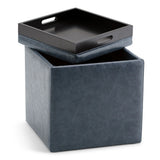 Rockwood - Upholstered Cube Storage Ottoman With Tray - Furniture Home Direct