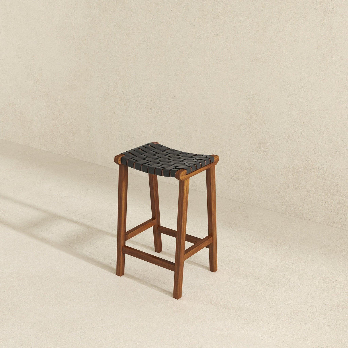 James - Mid-Century Modern Genuine Leather Counter Stool - Furniture Home Direct