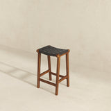 James - Mid-Century Modern Genuine Leather Counter Stool - Furniture Home Direct