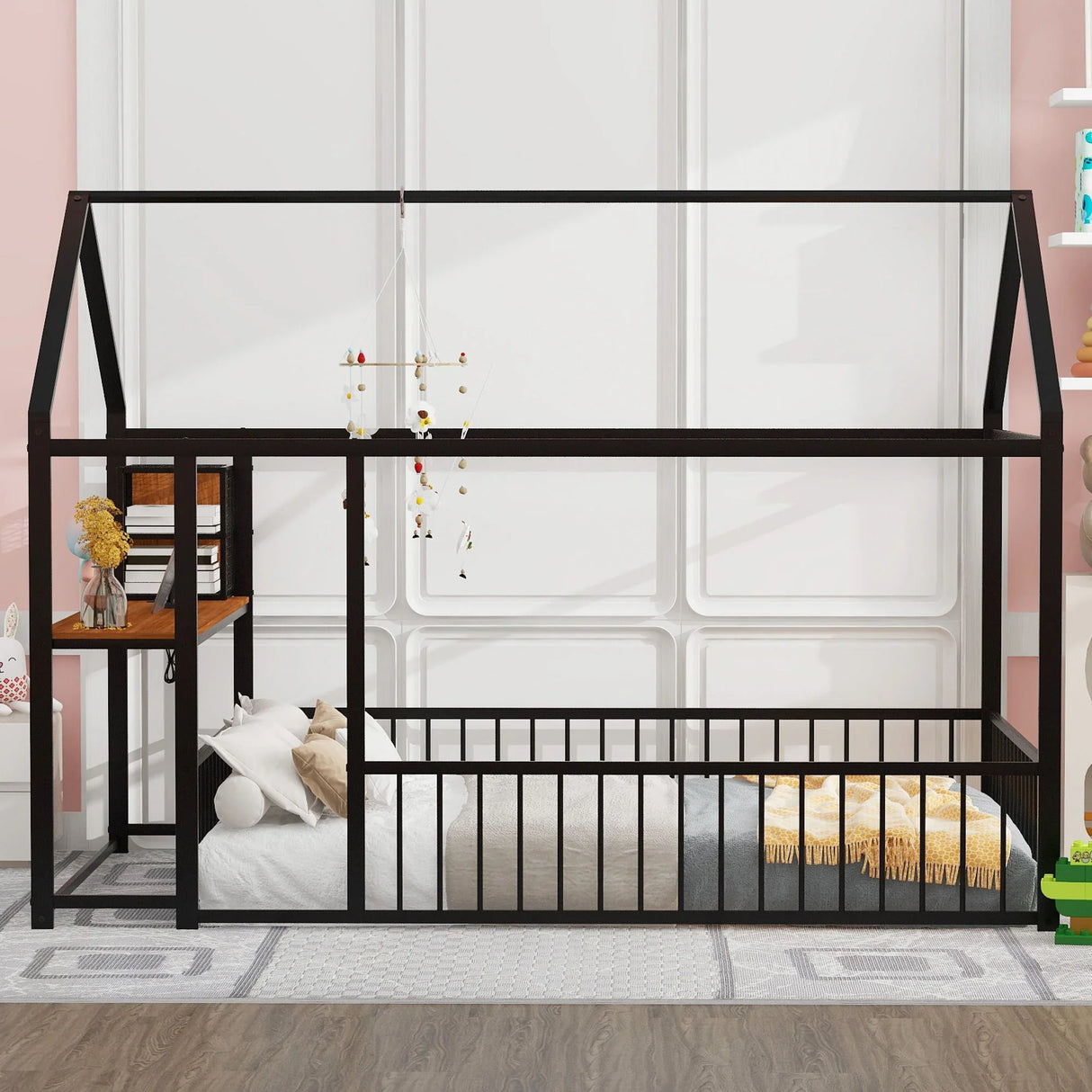 House Frame With Desk, Shelves, Power Outlets And USB Ports - Furniture Home Direct