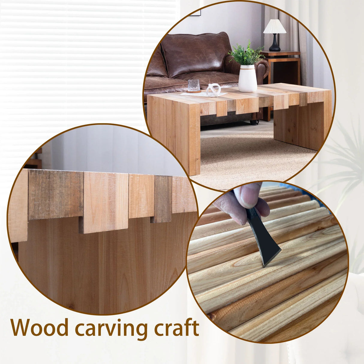 Coffee Table Rustic Slat Design Engineered Wood Multicolor - Furniture Home Direct