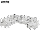 Oversized Sectional Sofa U - Shaped Sofa Couch Modern Sofa Upholstered In Soft Corduroy With A Chaise Lounge For Living Room - Furniture Home Direct
