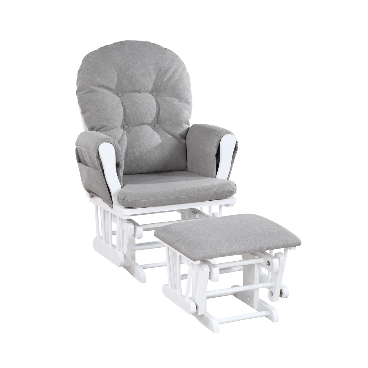Mason - Glider And Ottoman White Wood - Furniture Home Direct