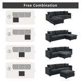 Modern Sectional Sofa, L-Shaped Couch Set With 2 Free Pillows, 4-Seat Polyester Fabric Couch Set With Convertible Ottoman For Living Room, Apartment, Office - Furniture Home Direct
