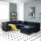 Contemporary Vertical Channel Tufted Velvet Sectional Sofa For Living Room Apartment With Ottoman And 4 Pillows - Furniture Home Direct