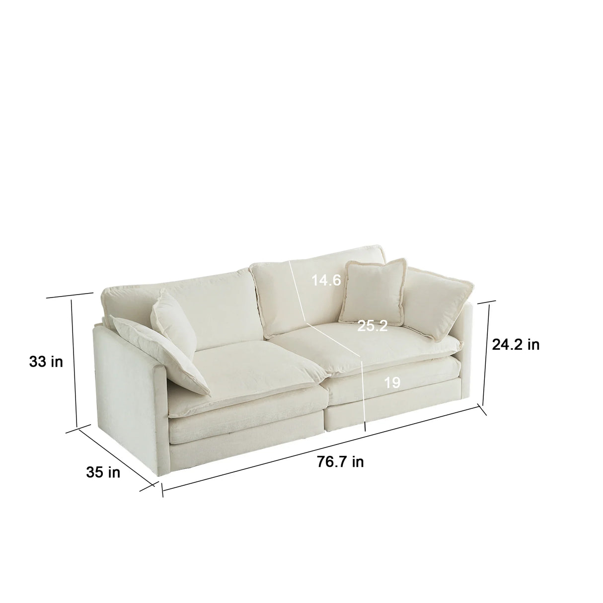 Chenille 2 Piece Living Room Set - White - Furniture Home Direct