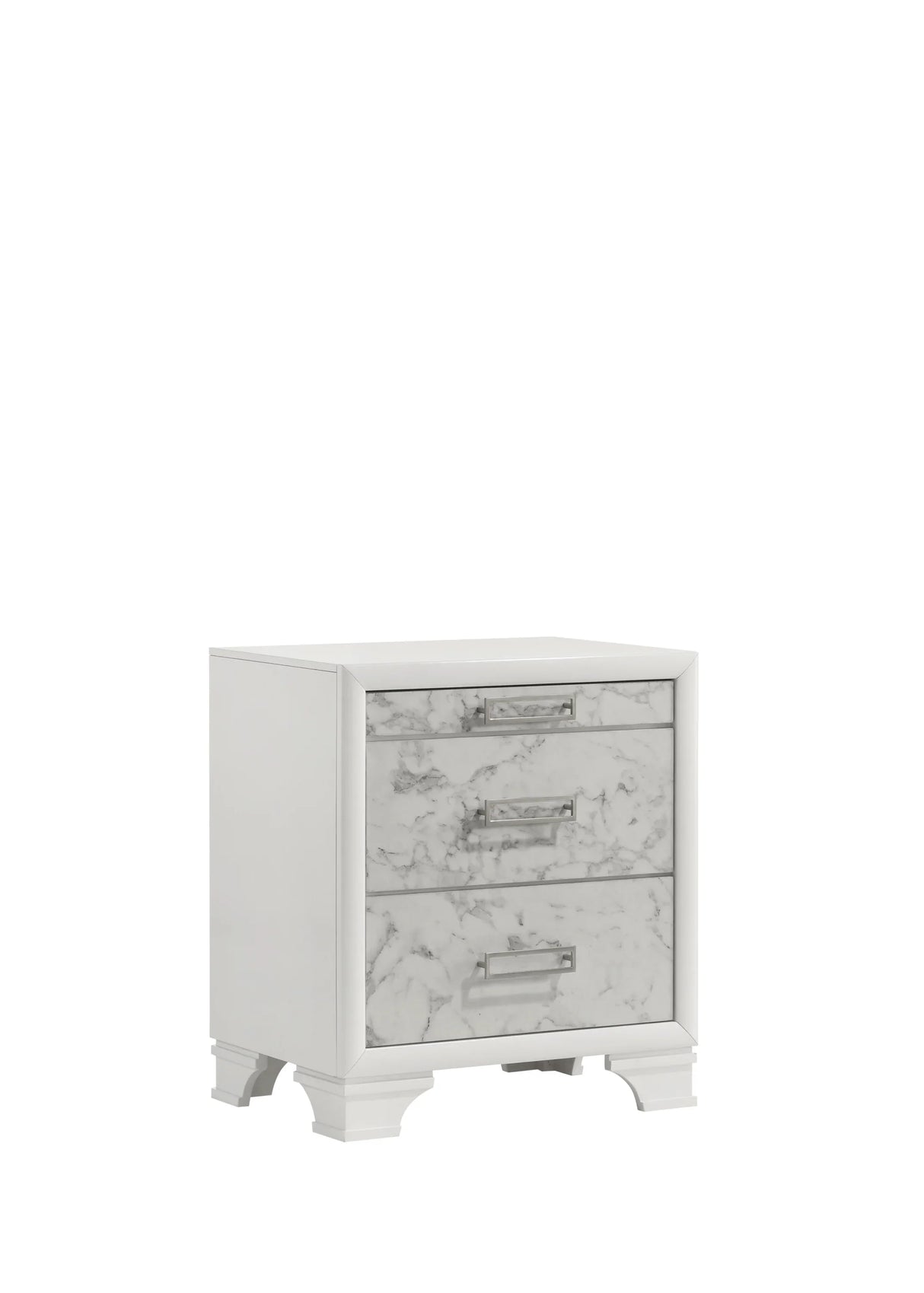 Queen Bed With Storage Drawers Modern Marble Finish White - Furniture Home Direct
