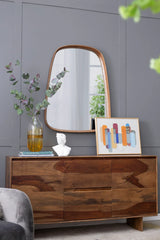 Irrgeular Mirror With Wood Frame, Wall Mirror For Living Room Bathroom Entryway - Brown - Furniture Home Direct