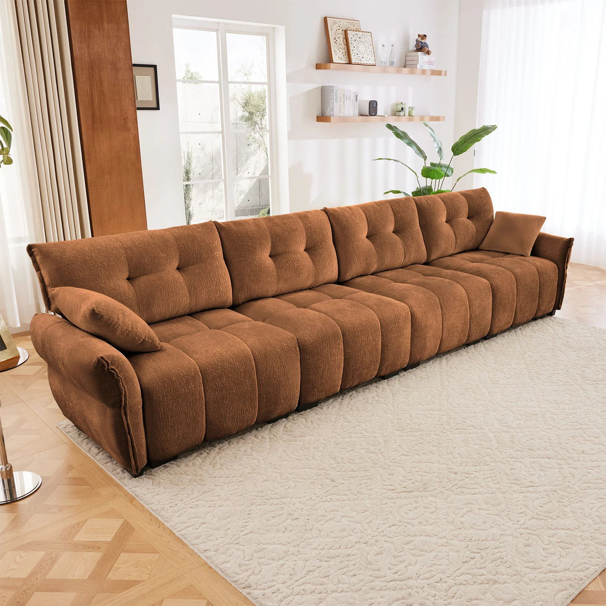 Modern Sofa & Pillows, Textured Cover, High Rebound Cushions - Furniture Home Direct