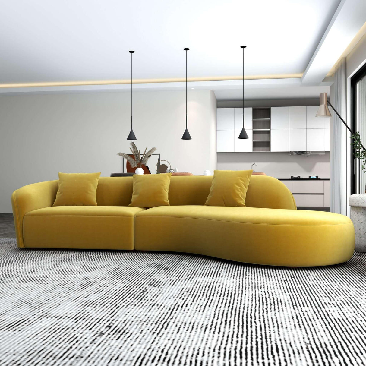 Elijah - Japandi Style Curvy Sectional Sofa - Furniture Home Direct