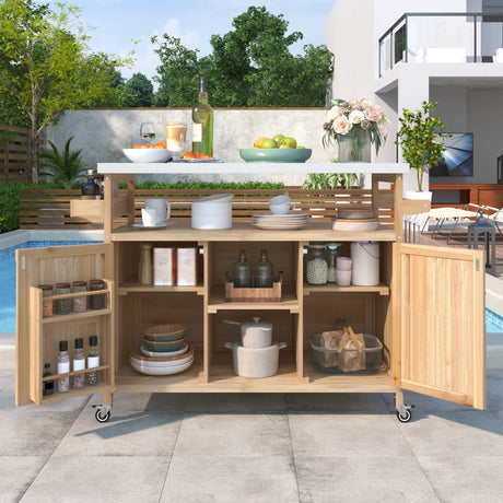 K&K Outdoor Kitchen Island & Storage Cabinet - Furniture Home Direct