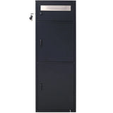 Large Steel Freestanding Floor Parcel Package Drop With Locking Letterbox Drop Mail Box With Multi Compartments - Black - Furniture Home Direct