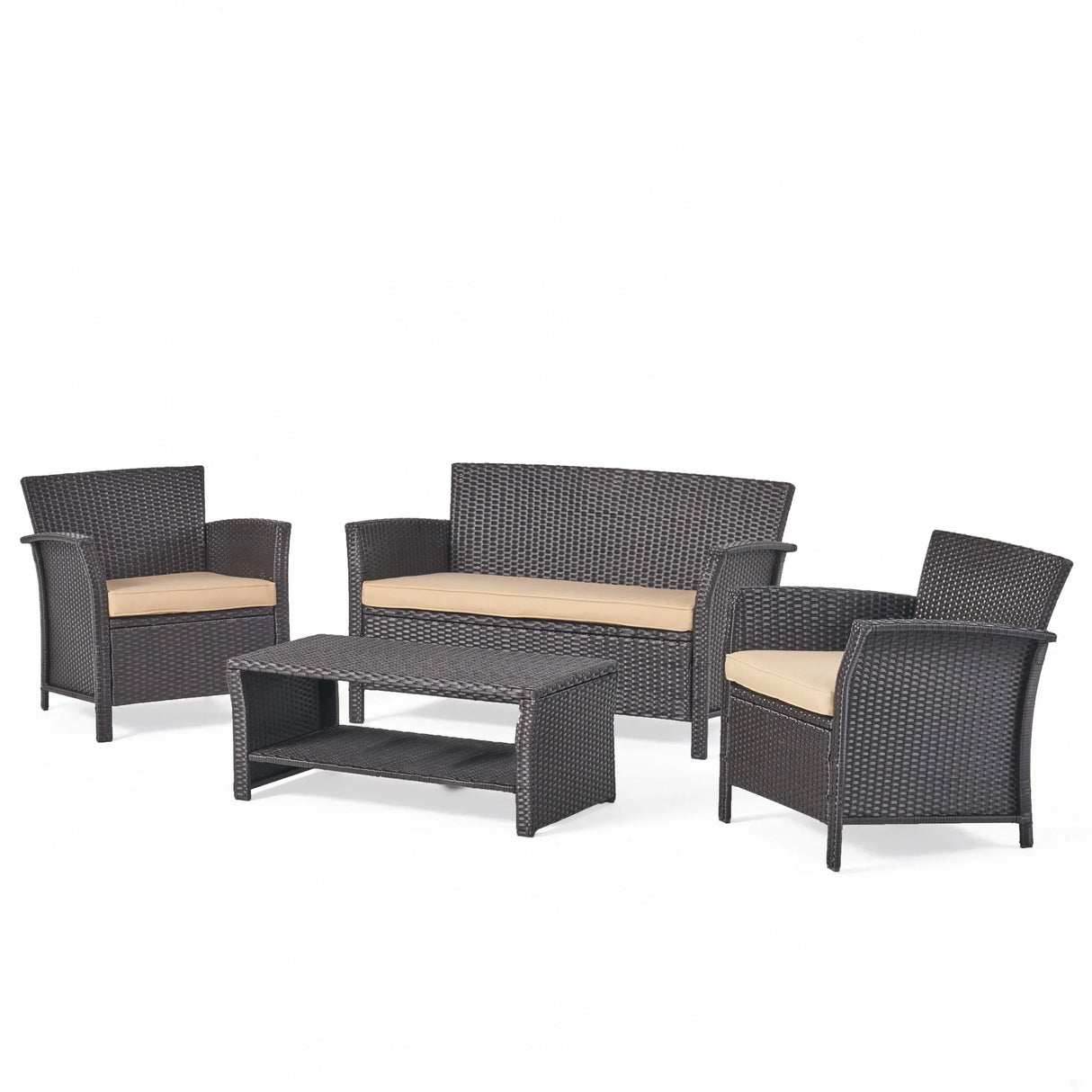 4 PC Outdoor Patio Set - Beige - Furniture Home Direct