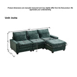 Modern Comfy Chenille L Shaped Sectional Sofa With Movable Ottoman - Furniture Home Direct