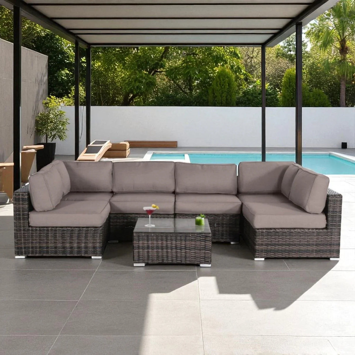Seating Set With Cushions Handcrafted Wicker Design - Furniture Home Direct