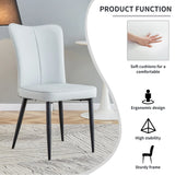 Dining Chairs Modern PU Upholstered Black Metal Legs Gray - Furniture Home Direct